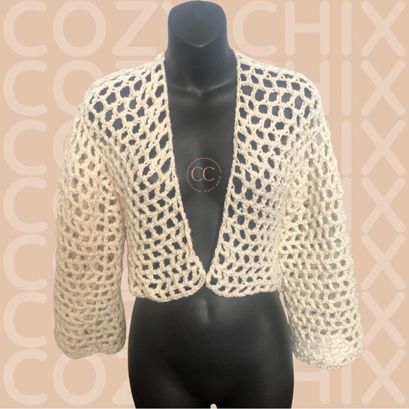 In My Feels: Handmade Crochet Mesh Cardigan - Picture 2 of 3